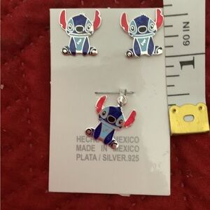 9.25 Silver Stitch Kids Earrings Set - Blue and Red